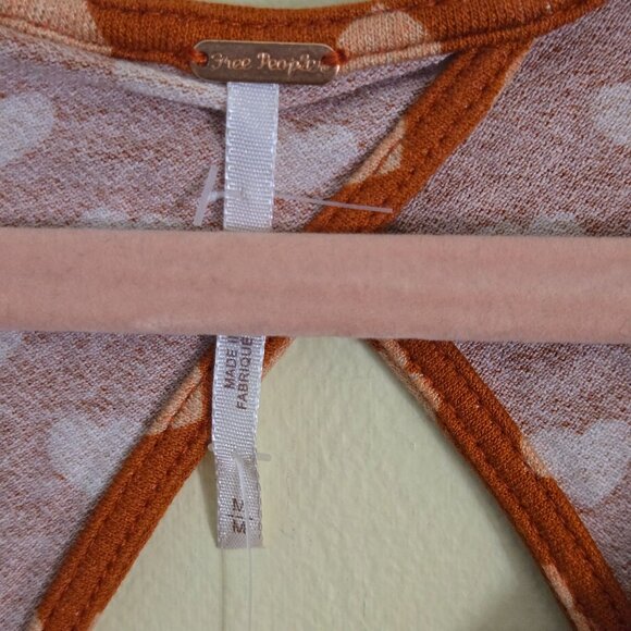 Free People NWT Lakeside Midi Dress Rust Hearts Ruched Side Open Back Size M - Picture 10 of 13